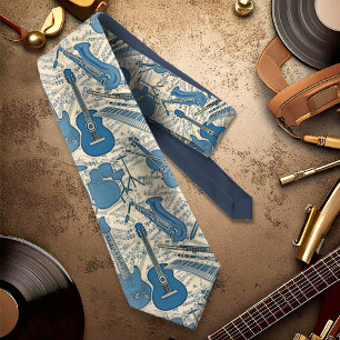 Cravate Partition Musique et instruments Blue/Ivory ID481