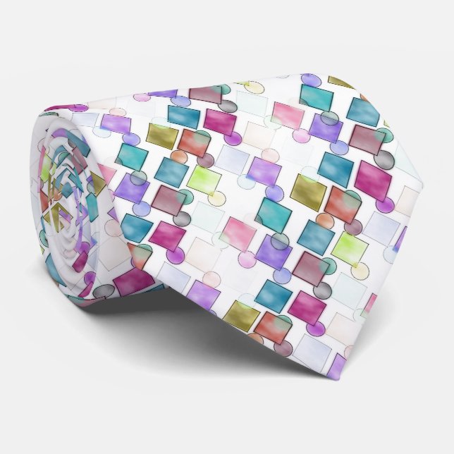 Cravate Pastel Abstrait rétro Carré Motif Pois (Roulé)