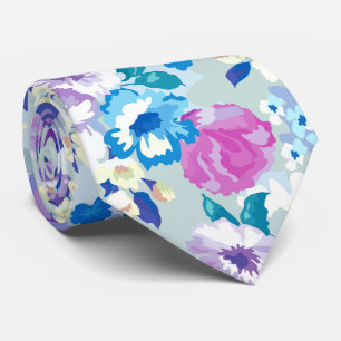 Cravate Pastel Colorful Motif Fleurs d'été