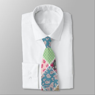 Cravate Pastel Floral Quilt Carré