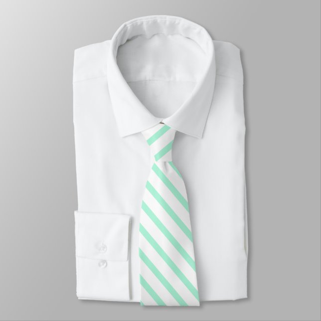 Cravate Pastel Green Mint Stripes couleur solide (Attaché)