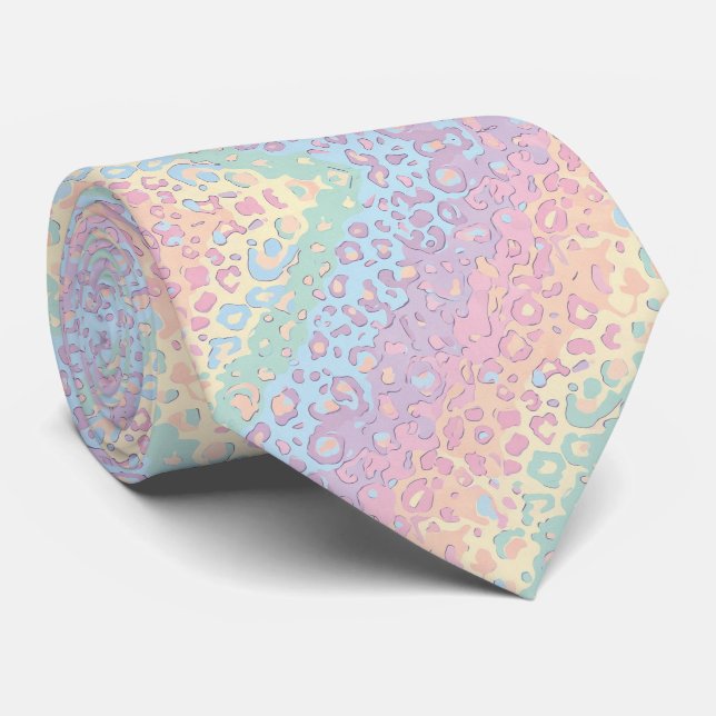 Cravate Pastel Rainbow Leopard Print Neck Tie (Roulé)