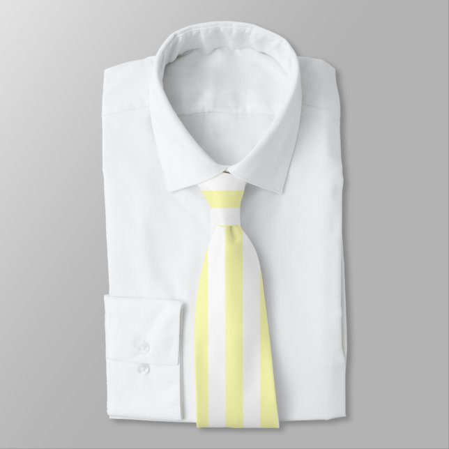 Cravate Pastel Yellow Stripes Solide Couleur Vacay été (Attaché)