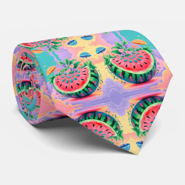 Cravate pastèque colorée pour la Fête des pères (Roulé)