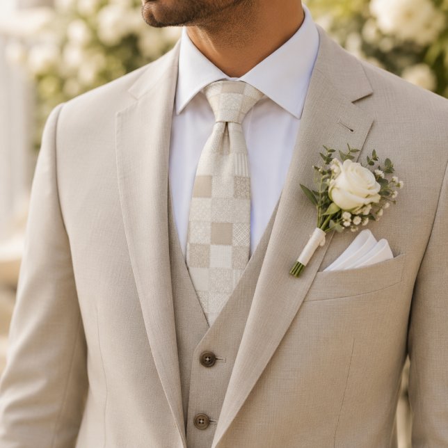 Cravate patchwork beige champagne (Créateur téléchargé)