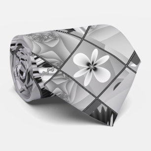 Cravate Patchwork floral noir et blanc