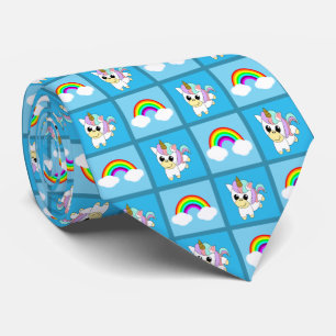 Cravate Patchwork Licornes Et Arcs-En-Ciel