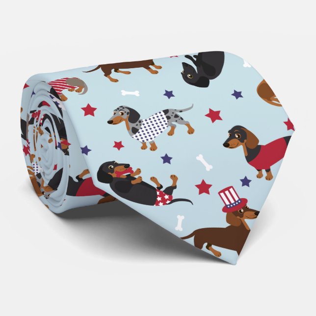 Cravate patriotique Dachshund (Roulé)