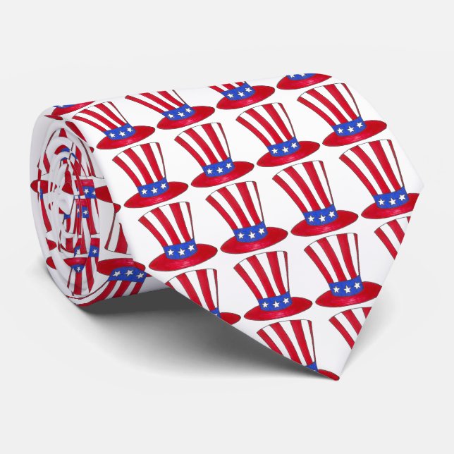 Cravate Patriotique USA oncle Sam Casquette Juillet 4 Toph (Roulé)