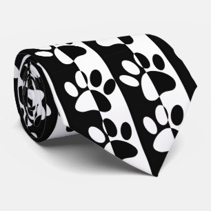 Cravate Patrouilles De Chien Noir Et Blanc Et Bandes Perso