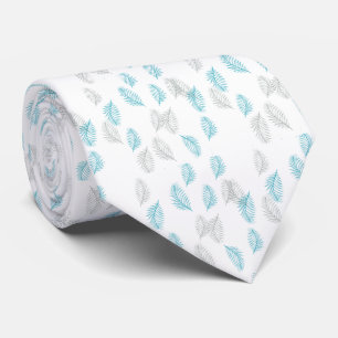 Cravate Pattern Blue & Gray Leaves