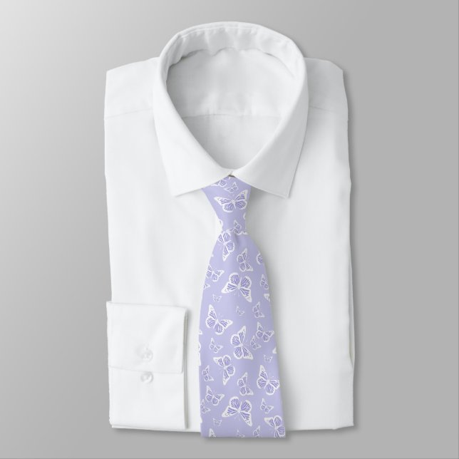 Cravate Pattern de Lilac Purple and White Butterfly (Attaché)
