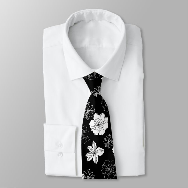 Cravate Patters de Black & White Floral (Attaché)