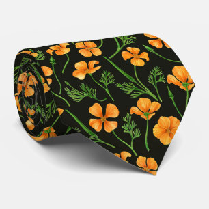 Cravate Pavot de Californie, fleurs d'été, orange wil