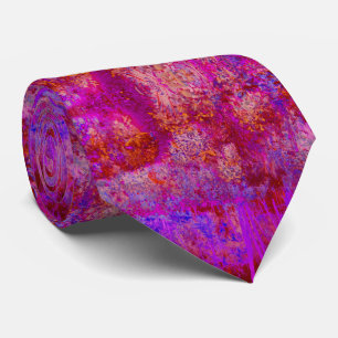 Cravate Paysage impressionniste Trippy Red et Magenta