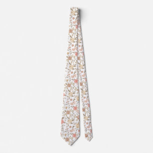 Cravate Peach or blush aquarelle rose motif été