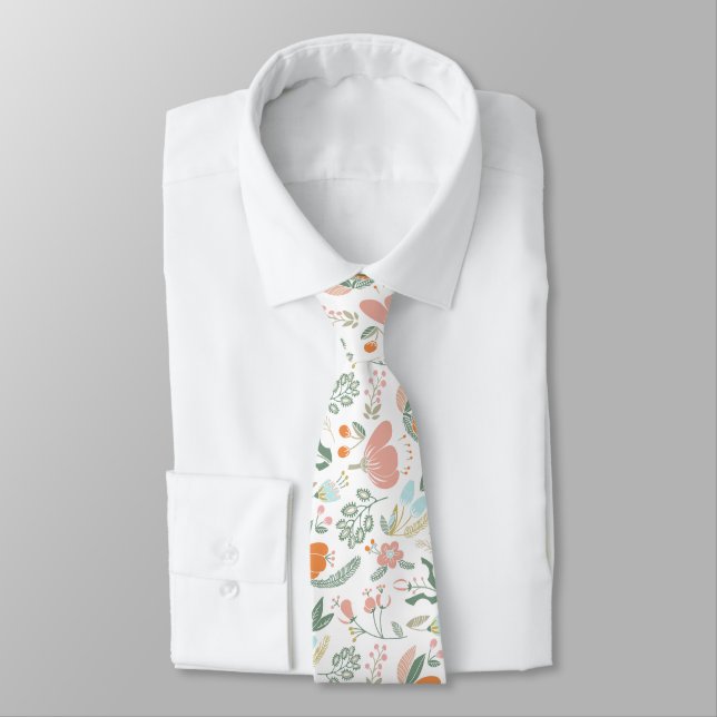 Cravate Peachy pastel floral prés d'été motif (Attaché)