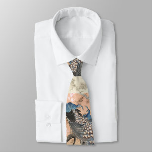 Cravate PEACOCKS, ROSE BLANC FLEURS SAKURA Japonais Floral