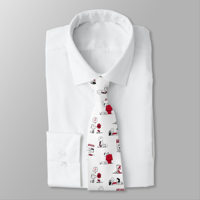 Cravate PEANUTS | Motif rouge et noir (Attaché)