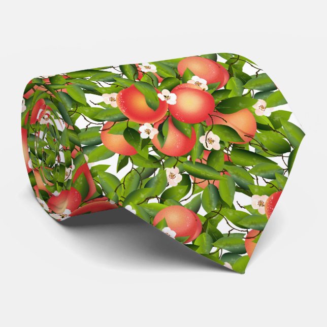 Cravate Pêche Fruit Botanique Floral (Roulé)