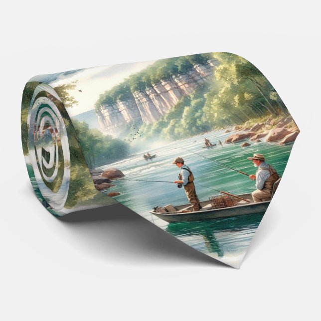 Cravate Pêche Pittoresque Mens du paysage aquatique (Roulé)