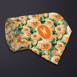 Cravate Pêche Ranunculus Floral