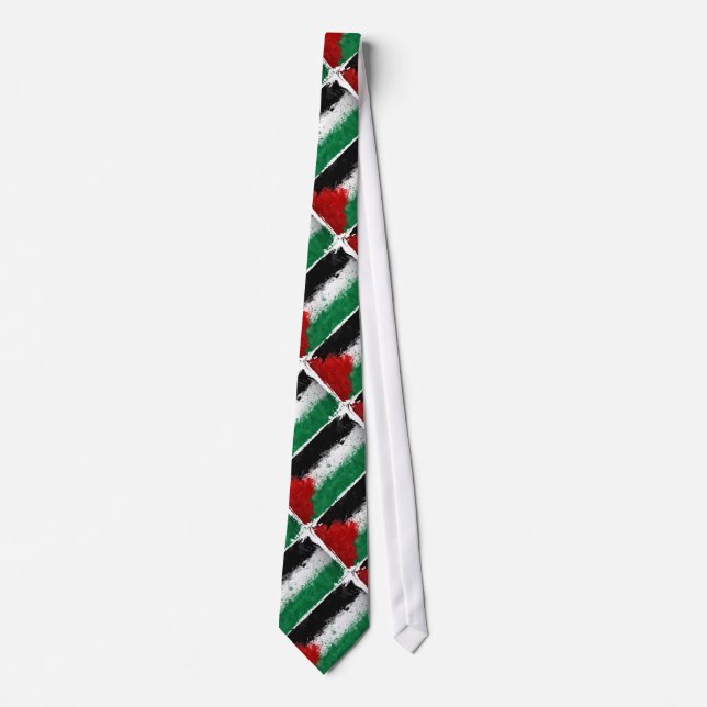 Cravate Peignez le drapeau grunge de la Palestine d'art (Devant)