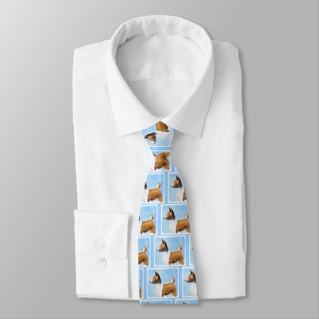 Cravate Peinture Basenji - Belle Art Original (Attaché)