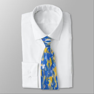 Cravate Peinture bleu, jaune et blanc éclats 8200
