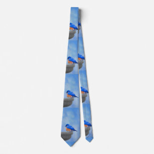 Cravate Peinture Bluebird - Art original pour oiseaux