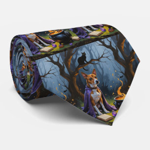 Cravate Peinture de Halloween fantaisiste de chien Basenji