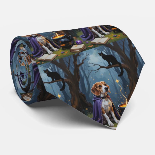 Cravate Peinture d'Halloween de chien beagle (Roulé)