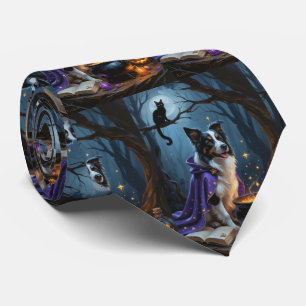 Cravate Peinture fantaisiste d'Halloween de chien Border C
