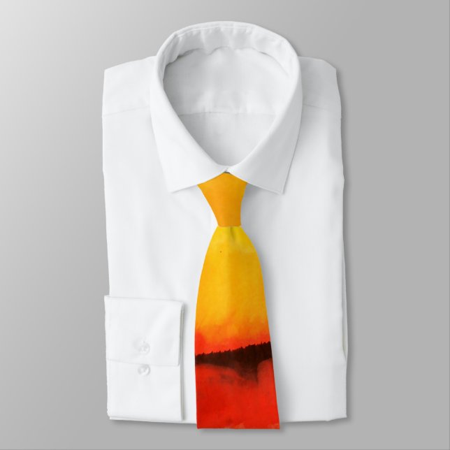 Cravate Peinture moderne rouge jaune Abstrait (Attaché)
