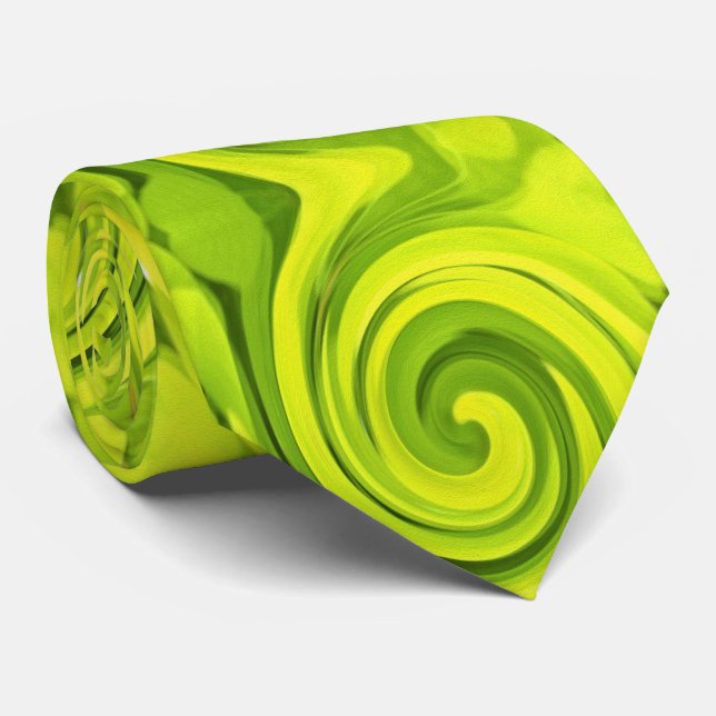 Cravate Peinture super Abstraite à la spirale verte (Roulé)
