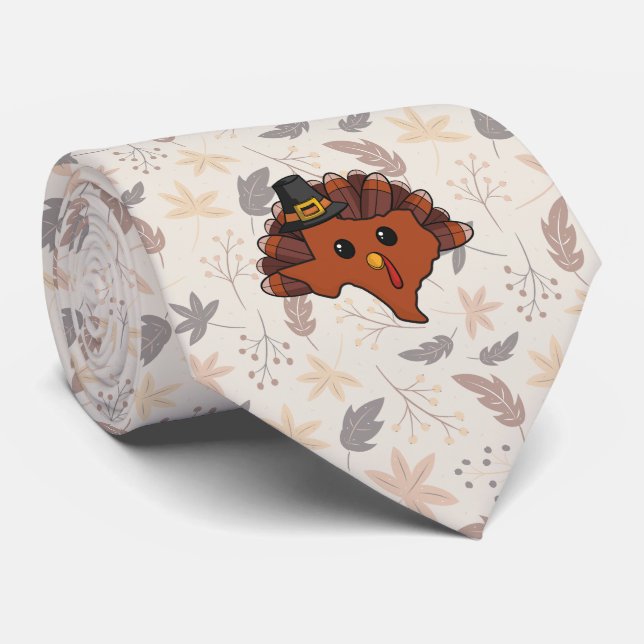Cravate Pèlerin Texas Turquie Motif d'automne (Roulé)