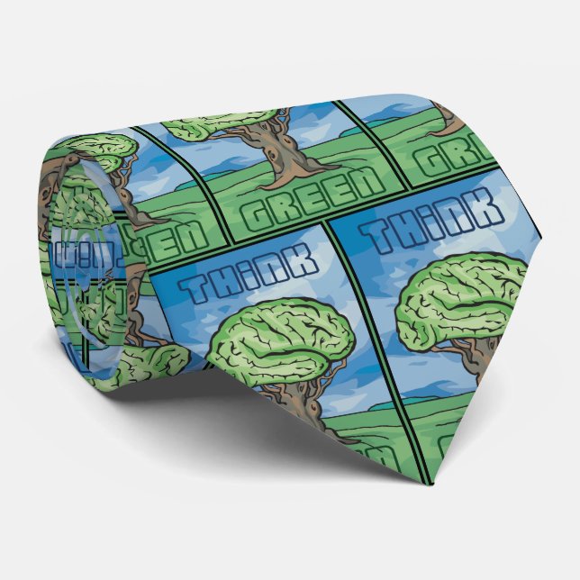 Cravate Pensez Green Brain De l'environnement (Roulé)