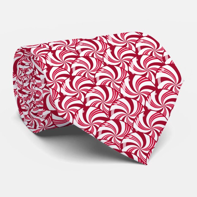 Cravate Peppermenthe Candies Scales Rouge - Motif de Noël (Roulé)