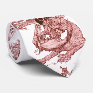 Cravate PERCEVAL COMBATTRE DRAGON, QUEST SAINT-GRAIL Imagi