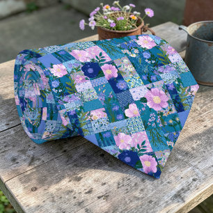 Cravate personnalisée à motif patchwork Blues colo