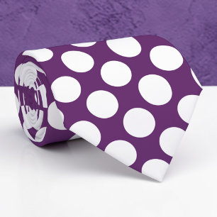 Cravate personnalisée à pois blancs sur fond viole