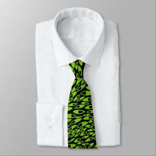 Cravate Pétales Abstraits - Martian Green sur Noir