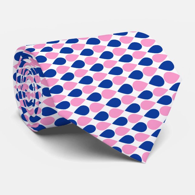 Cravate Pétales alternatifs - Rose et Marine (Roulé)