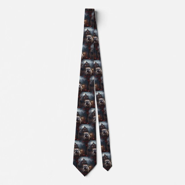 Cravate Peur d'Halloween Bulldog (Devant)
