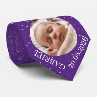 Cravate Photo de bébé violet Nom Année Cadeau pour papa