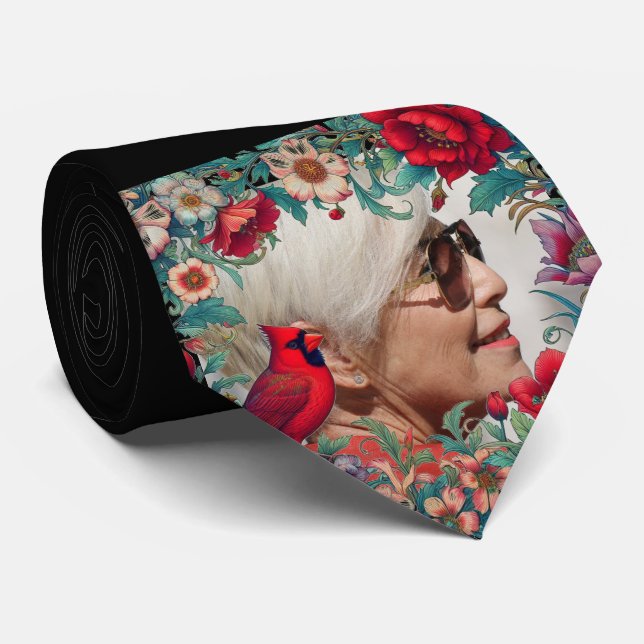 Cravate PHOTO funéraire du cardinal rouge (Roulé)