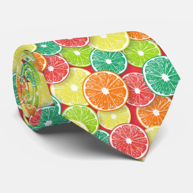 Cravate Pièces de fruits d'agrumes pop art 2 (Roulé)