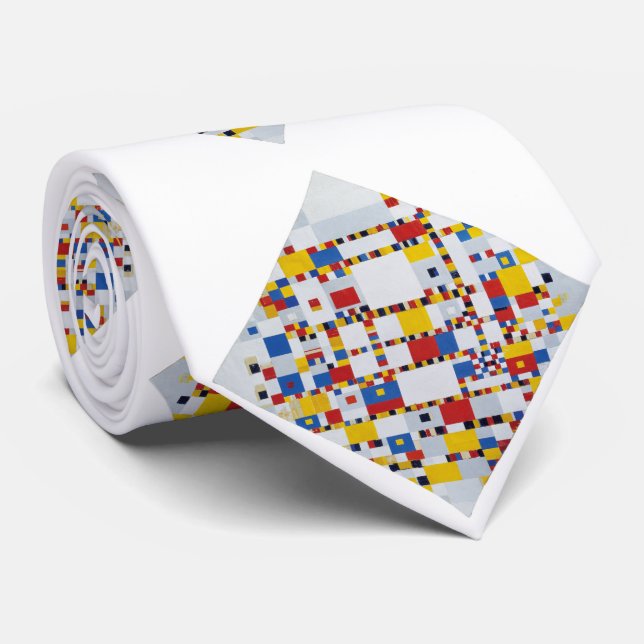 Cravate piet mondrian, victoire.boogie-woogie (Roulé)