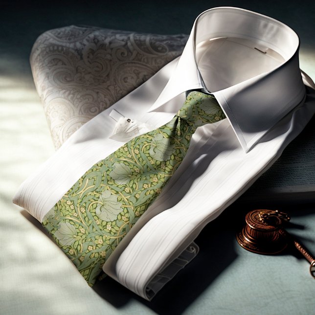 Cravate Pimpernel William Morris Motif d'or vert (Créateur téléchargé)