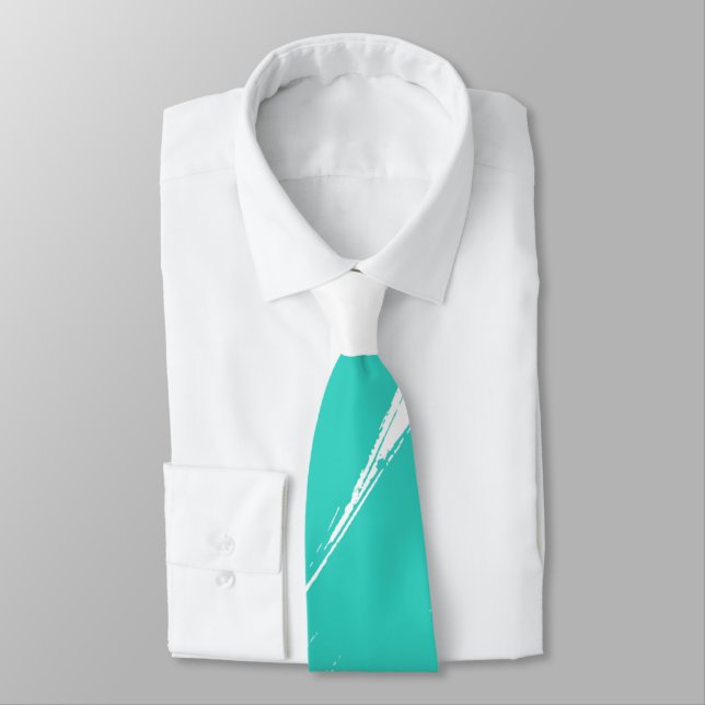 Cravate Pinceau Turquoise Arrière - plan blanc moderne (Attaché)